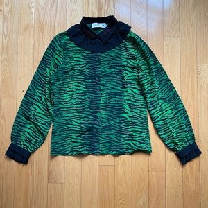 KENZO for H&M Green Tiger Striped Blouse